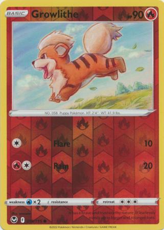 Growlithe 019/195 SWSH Silver Tempest Reverse Holo Common Pokemon Card TCG Near Mint