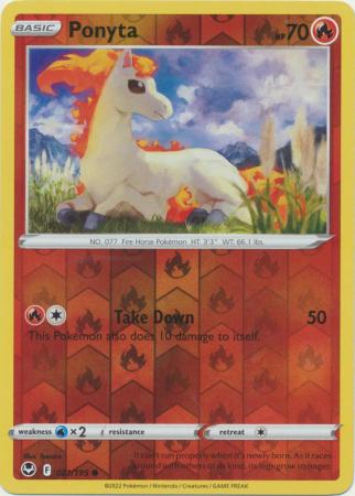 Ponyta 021/195 SWSH Silver Tempest Reverse Holo Common Pokemon Card TCG Near Mint