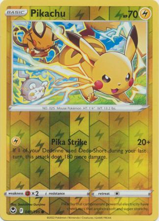 Pikachu 049/195 SWSH Silver Tempest Reverse Holo Common Pokemon Card TCG Near Mint