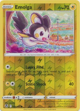 Emolga 054/195 SWSH Silver Tempest Reverse Holo Common Pokemon Card TCG Near Mint