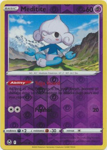 Meditite 072/195 SWSH Silver Tempest Reverse Holo Common Pokemon Card TCG Near Mint