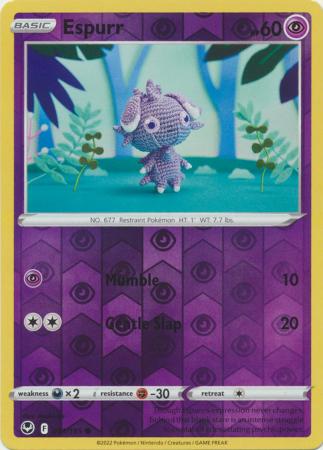 Espurr 081/195 SWSH Silver Tempest Reverse Holo Common Pokemon Card TCG Near Mint