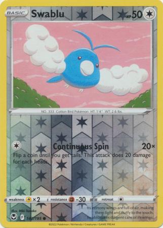 Swablu 142/195 SWSH Silver Tempest Reverse Holo Common Pokemon Card TCG Near Mint