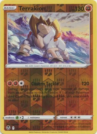 Terrakion 097/195 SWSH SWSH Silver Tempest Reverse Holo Rare Pokemon Card TCG Near Mint