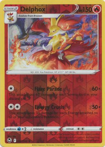 Delphox 027/195 SWSH SWSH Silver Tempest Reverse Holo Rare Pokemon Card TCG Near Mint