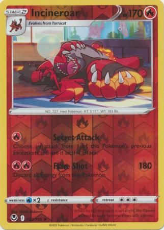 Incineroar 032/195 SWSH SWSH Silver Tempest Reverse Holo Rare Pokemon Card TCG Near Mint