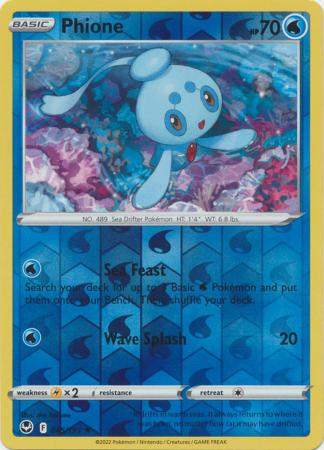 Phione 045/195 SWSH SWSH Silver Tempest Reverse Holo Rare Pokemon Card TCG Near Mint