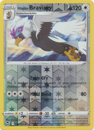 Hisuian Braviary 149/195 SWSH Silver Tempest Reverse Holo Rare Pokemon Card TCG Near Mint