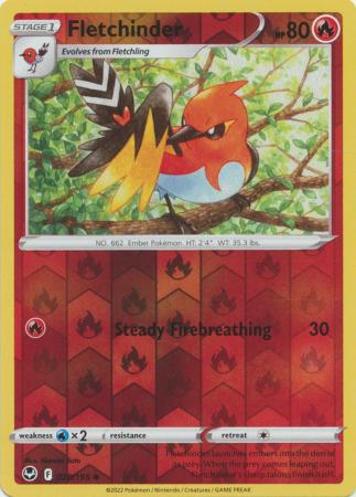 Fletchinder 028/195 SWSH Silver Tempest Reverse Holo Common Pokemon Card TCG Near Mint