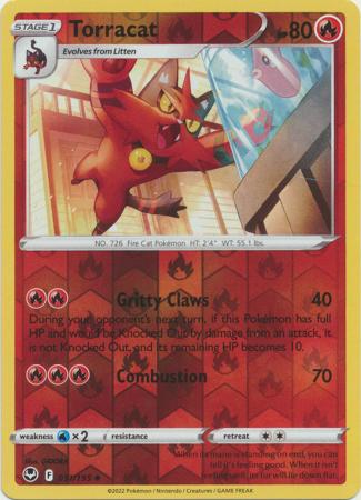 Torracat 031/195 SWSH Silver Tempest Reverse Holo Uncommon Pokemon Card TCG Near Mint 