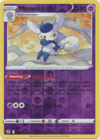 Meowstic 082/195 SWSH Silver Tempest Reverse Holo Uncommon Pokemon Card TCG Near Mint 