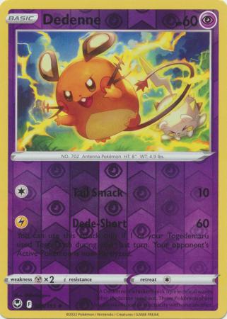 Dedenne 085/195 SWSH Silver Tempest Reverse Holo Uncommon Pokemon Card TCG Near Mint 