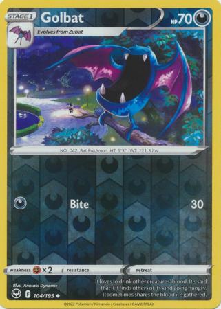 Golbat 104/195 SWSH Silver Tempest Reverse Holo Uncommon Pokemon Card TCG Near Mint 
