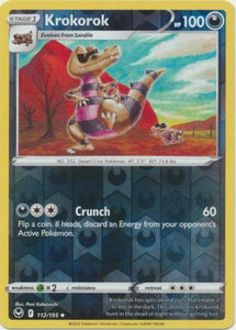 Krokorok 112/195 SWSH Silver Tempest Reverse Holo Uncommon Pokemon Card TCG Near Mint 
