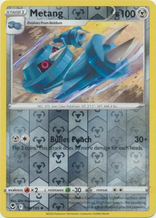 Metang 118/195 SWSH Silver Tempest Reverse Holo Uncommon Pokemon Card TCG Near Mint 