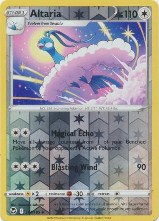 Altaria 143/195 SWSH Silver Tempest Reverse Holo Uncommon Pokemon Card TCG Near Mint 