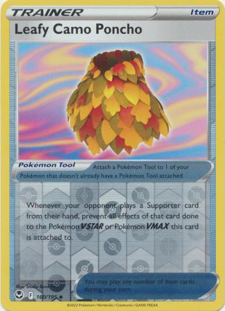 Leafy Camo Poncho 160/195 SWSH Silver Tempest Reverse Holo Uncommon Trainer Pokemon Card TCG Near Mint