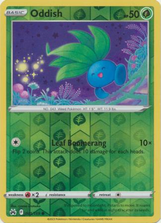 Oddish 001/159 SWSH Crown Zenith Reverse Holo Common Pokemon Card TCG Near Mint