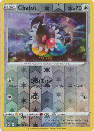 Chatot 112/159 Crown Zenith Reverse Holo Common Pokemon Card TCG Near Mint