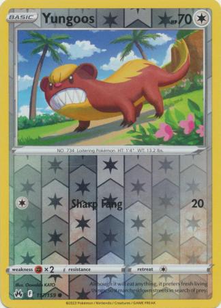 Yungoos 117/159 Crown Zenith Reverse Holo Common Pokemon Card TCG Near Mint