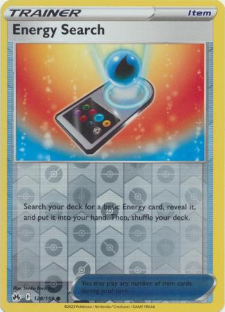 Energy Search 128/159 Crown Zenith Reverse Holo Common Trainer Pokemon Card TCG Near Mint