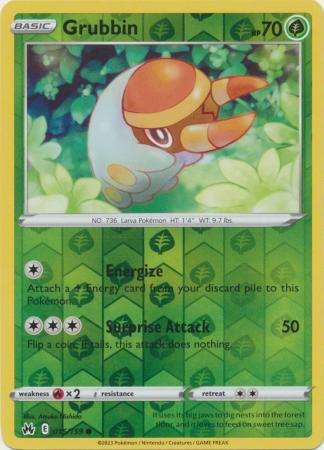 Grubbin 015/159 SWSH Crown Zenith Reverse Holo Common Pokemon Card TCG Near Mint