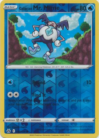 Galarian Mr. Mime 030/159 SWSH Crown Zenith Reverse Holo Common Pokemon Card TCG Near Mint