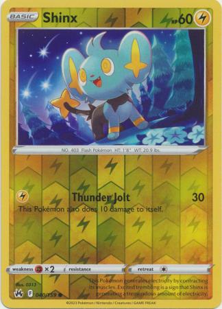 Shinx 040/159 SWSH Crown Zenith Reverse Holo Common Pokemon Card TCG Near Mint