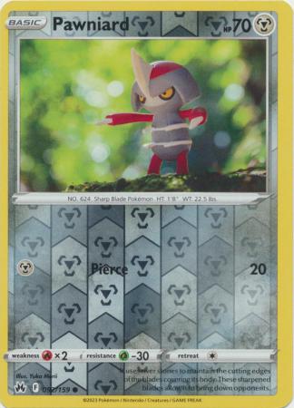 Pawniard 092/159 Crown Zenith Reverse Holo Common Pokemon Card TCG Near Mint