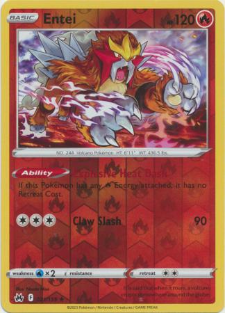 Entei 021/159 SWSH Crown Zenith Reverse Holo Rare Pokemon Card TCG Near Mint