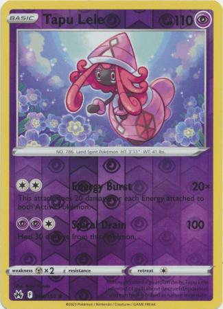 Tapu Lele 064/159 SWSH Crown Zenith Reverse Holo Rare Pokemon Card TCG Near Mint