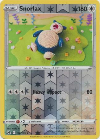 Snorlax 109/159 SWSH Crown Zenith Reverse Holo Rare Pokemon Card TCG Kawaii Collector Snorlax 109/159 SWSH Crown Zenith Reverse Holo Rare Pokemon Card TCG Kawaii Collector