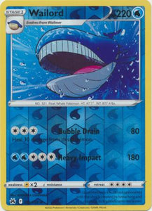 Wailord 032/159 SWSH Crown Zenith Reverse Holo Rare Pokemon Card TCG Near Mint