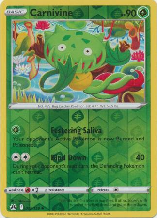 Carnivine 012/159 SWSH Crown Zenith Reverse Holo Uncommon Pokemon Card TCG Near Mint 