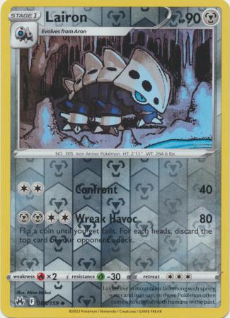 Lairon 088/159 SWSH Crown Zenith Reverse Holo Uncommon Pokemon Card TCG Near Mint 