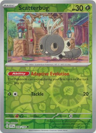 Scatterbug 008/198 SV Scarlet and Violet Base Set Reverse Holo Common Pokemon Card TCG Near Mint