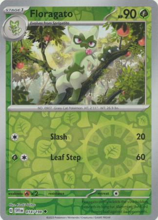 Floragato 014/198 SV Scarlet and Violet Base Set Reverse Holo Uncommon Pokemon Card TCG Near Mint 