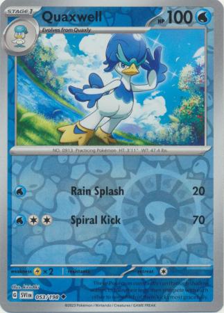 Quaxwell 053/198 SV Scarlet and Violet Base Set Reverse Holo Uncommon Pokemon Card TCG Near Mint 