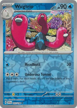 Wugtrio 057/198 SV Scarlet and Violet Base Set Reverse Holo Uncommon Pokemon Card TCG Near Mint 