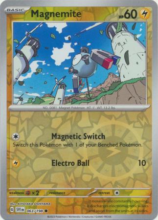 Magnemite 063/198 SV Scarlet and Violet Base Set Reverse Holo Common Pokemon Card TCG Near Mint