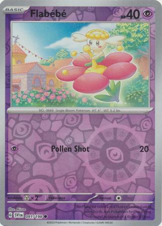 Flabébé 091/198 SV Scarlet and Violet Base Set Reverse Holo Common Pokemon Card TCG Near Mint