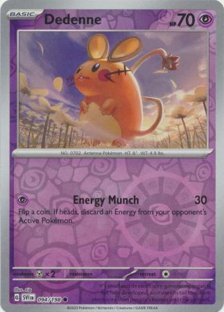 Dedenne 094/198 SV Scarlet and Violet Base Set Reverse Holo Common Pokemon Card TCG Near Mint