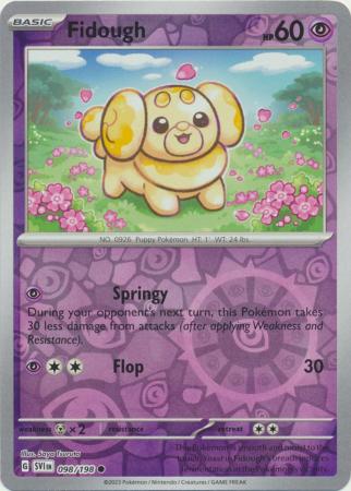 Fidough 098/198 SV Scarlet and Violet Base Set Reverse Holo Common Pokemon Card TCG Near Mint