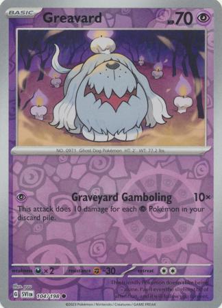 Greavard 104/198 SV Scarlet and Violet Base Set Reverse Holo Common Pokemon Card TCG Near Mint