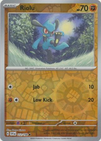 Riolu 112/198 SV Scarlet and Violet Base Set Reverse Holo Common Pokemon Card TCG Near Mint