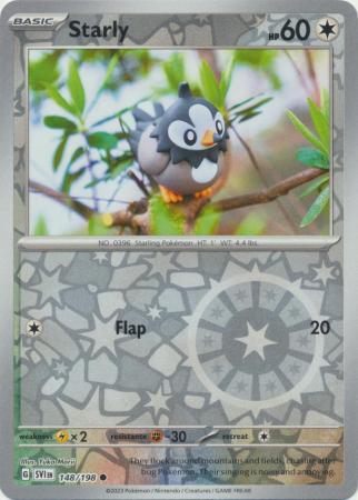 Starly 148/198 SV Scarlet and Violet Base Set Reverse Holo Common Pokemon Card TCG Near Mint
