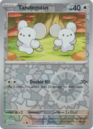 Tandemaus 160/198 SV Scarlet and Violet Base Set Reverse Holo Common Pokemon Card TCG Near Mint