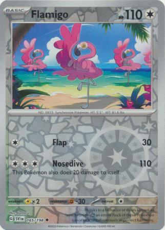 Flamigo 165/198 SV Scarlet and Violet Base Set Reverse Holo Uncommon Pokemon Card TCG Near Mint 