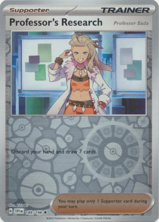 Professor's Research 189/198 SV Scarlet and Violet Base Set Reverse Holo Trainer Rare Pokemon Card TCG Near Mint