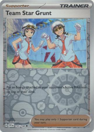 Team Star Grunt 195/198 SV Scarlet and Violet Base Set Reverse Holo Uncommon Trainer Pokemon Card TCG Near Mint 